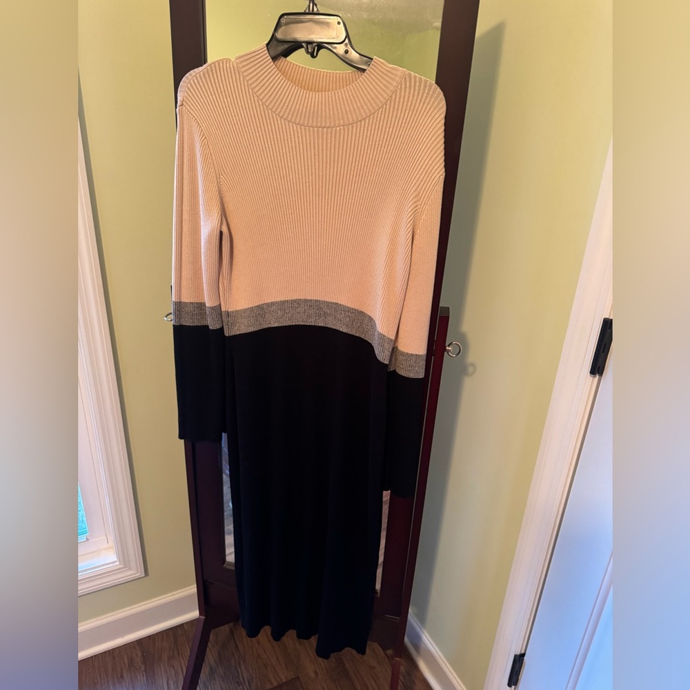 Black and Cream Knit Dress